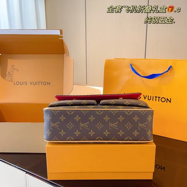 Louis Vuitton Pochette Metis Brown Red Monogram Canvas Curved Top Handle Underarm Bag 4