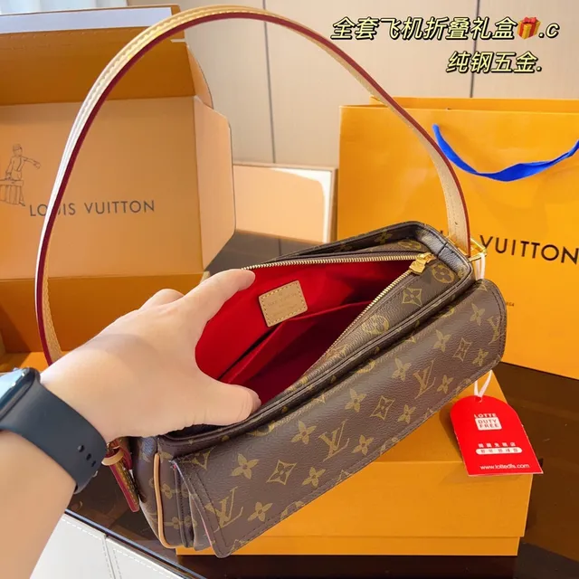 Louis Vuitton Pochette Metis Brown Red Monogram Canvas Curved Top Handle Underarm Bag 5