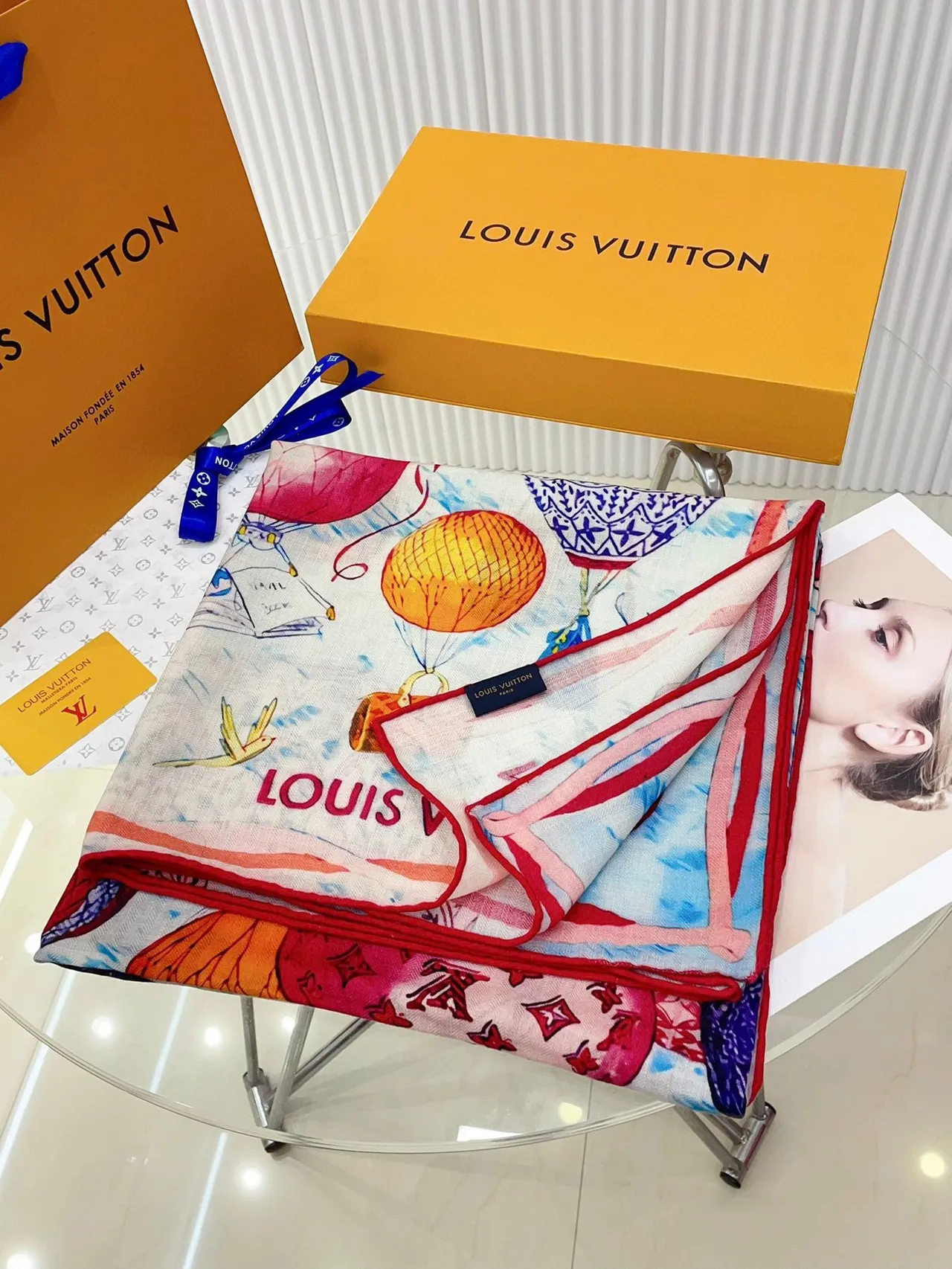Louis Vuitton Printed Hot-Air Balloon Silk Scarf 5