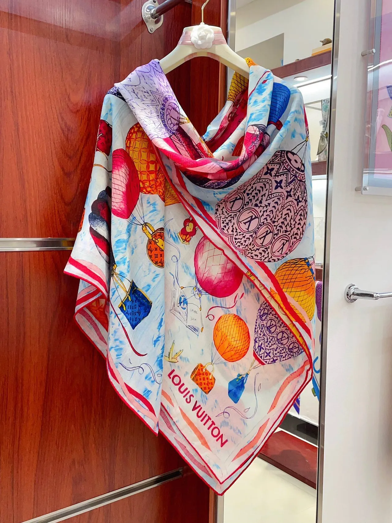Louis Vuitton Printed Hot-Air Balloon Silk Scarf 8