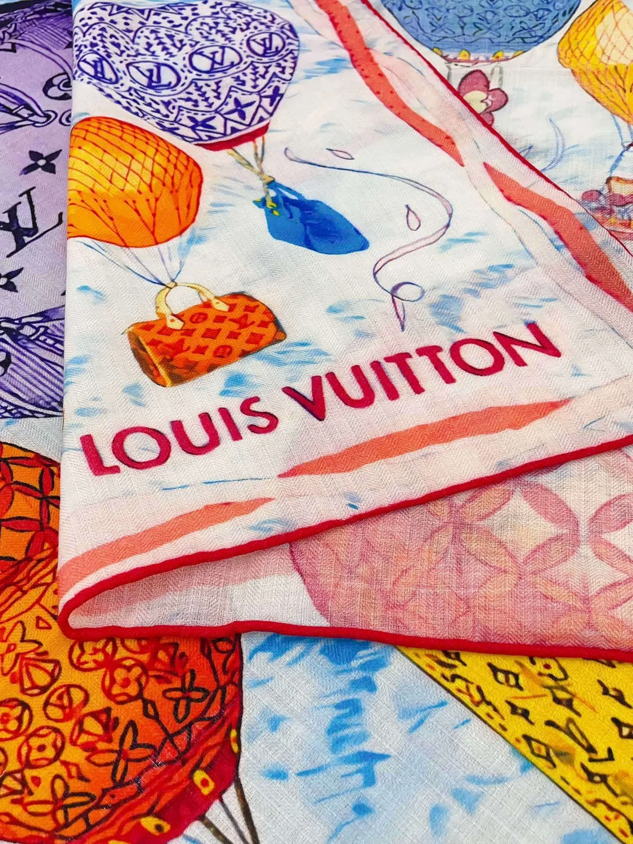 Louis Vuitton Printed Hot-Air Balloon Silk Scarf 9