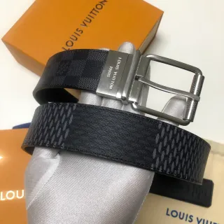 Louis Vuitton Cinto reversível Preto Cinza Damier Graphite Check Cinto de couro