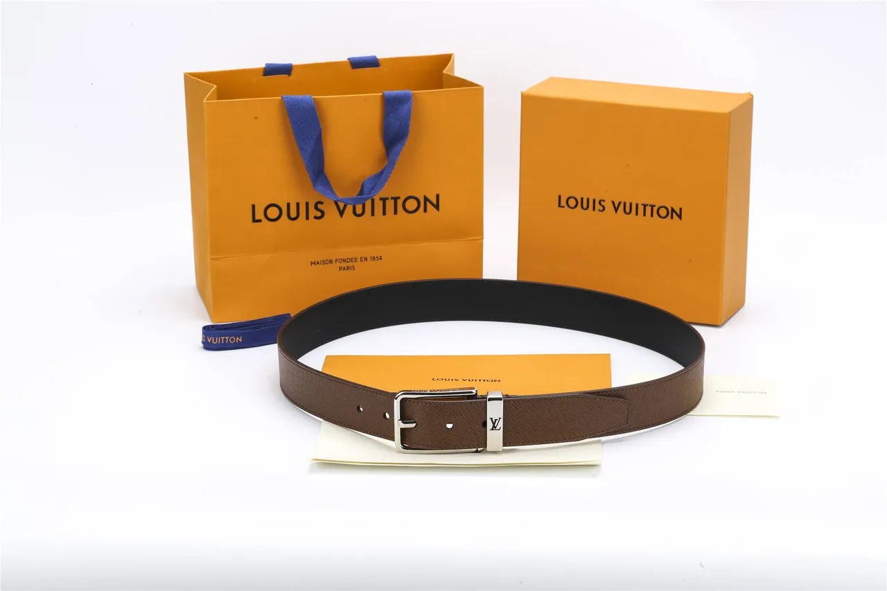 Louis Vuitton Reversible Belt Brown Silver Textured Epi Leather Belt 2