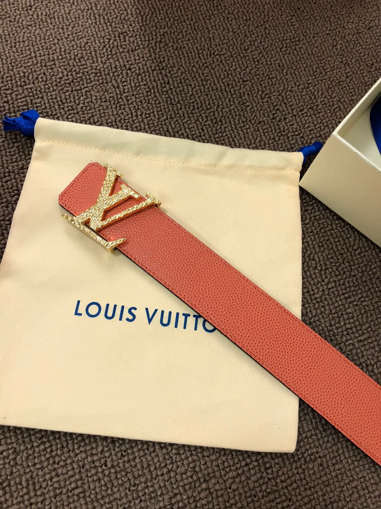 Louis Vuitton Cinto reversível multicolore laranja impressão monograma cinto de couro 5