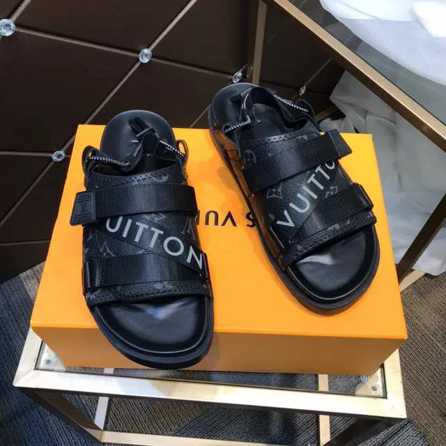 Louis Vuitton Run Away Black Monogram Nylon Strap Casual Sandals 7