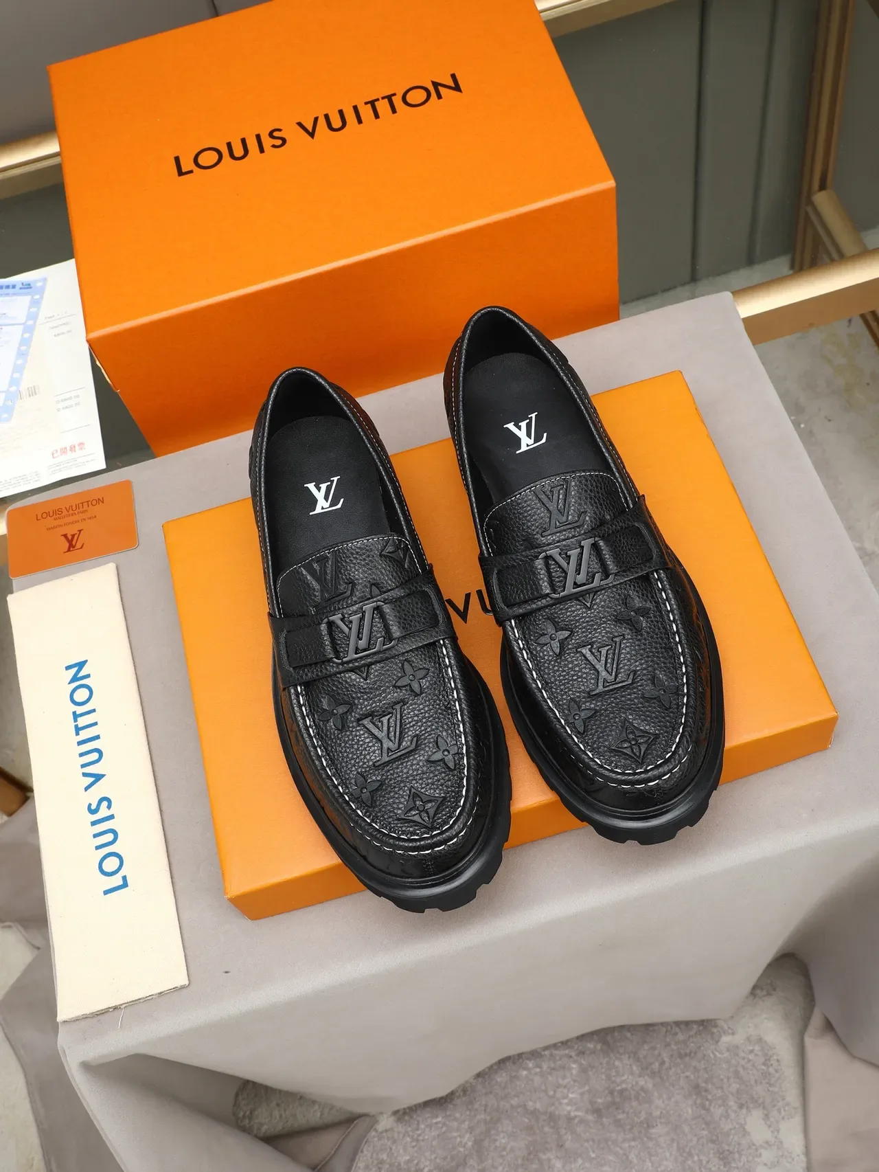 Louis Vuitton Run Away Loafer Black Embossed Monogram Leather Loafers 2