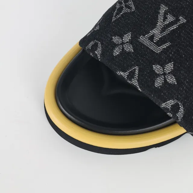 Louis Vuitton Run Away Monogram Canvas Black and Mustard Slippers 5