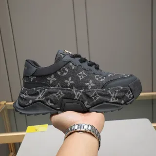 Louis Vuitton Run Away Monogram Denim Black Chunky Sneakers