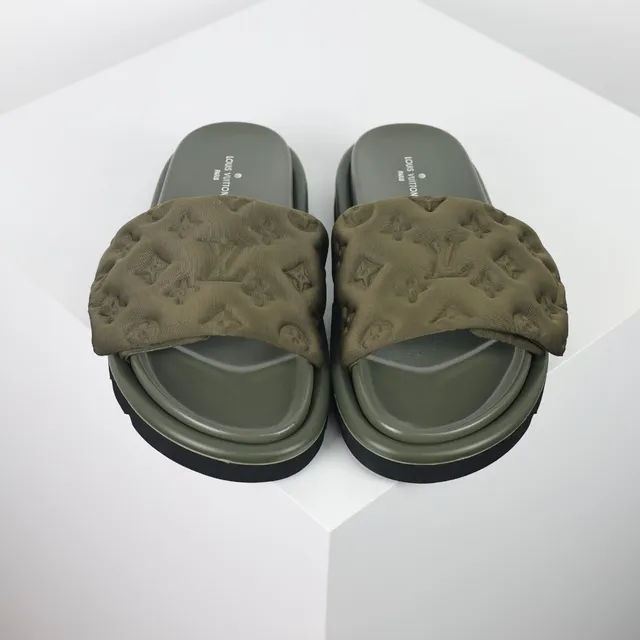 Louis Vuitton Run Away Olive Green Monogram Slippers 8