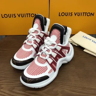 Louis Vuitton Run Away লাল ও সাদা ডোরা Monogram মোটা স্নিকার