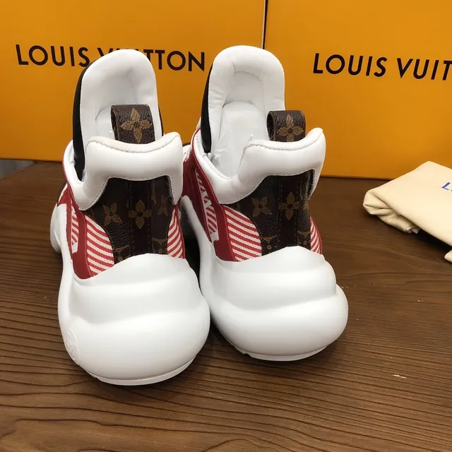 Louis Vuitton Run Away Red and White Striped Monogram Chunky Sneakers 3