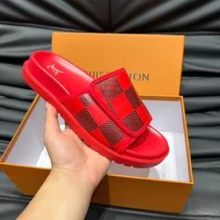 Louis Vuitton Run Away 红色 Damier Check 拖鞋
