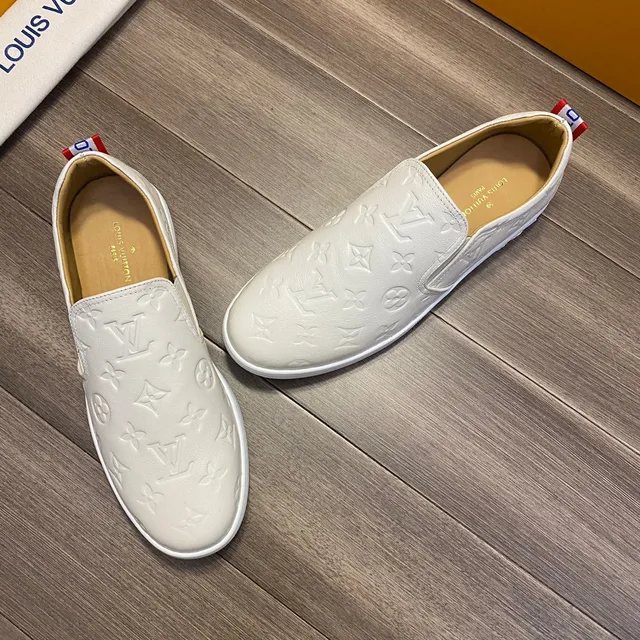 Louis Vuitton Run Away White Monogram Embossed Leather Loafers 8
