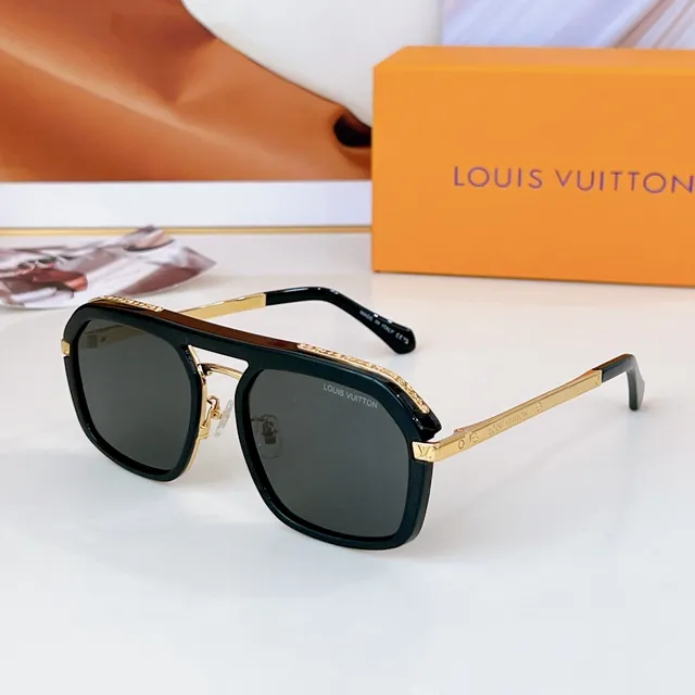 Louis Vuitton Óculos de Sol Estilo Escudo Azul Acetato e Metal Prateado 4