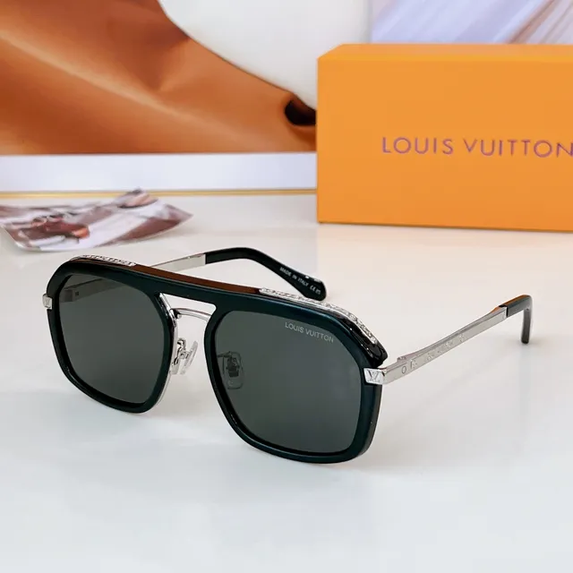 Louis Vuitton Óculos de Sol Estilo Escudo Azul Acetato e Metal Prateado 5