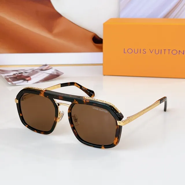 Louis Vuitton Óculos de Sol Estilo Escudo Azul Acetato e Metal Prateado 6