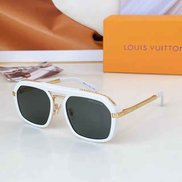 Louis Vuitton Óculos de Sol Estilo Escudo Azul Acetato e Metal Prateado 7