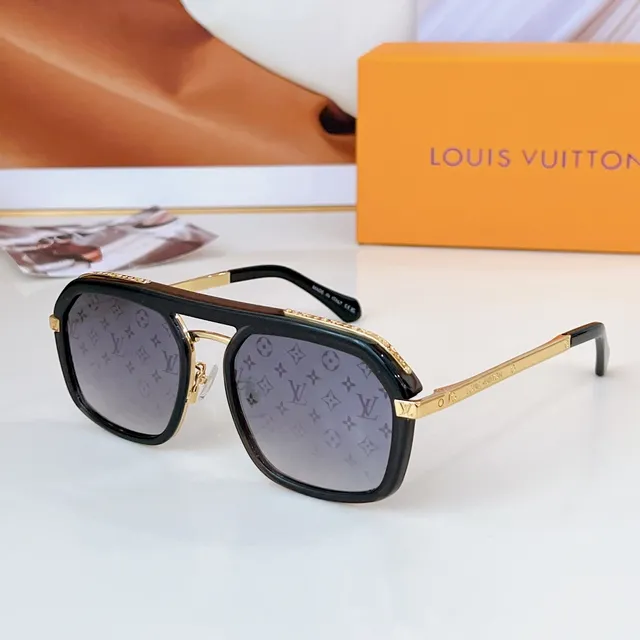 Louis Vuitton Óculos de Sol Estilo Escudo Azul Acetato e Metal Prateado 8