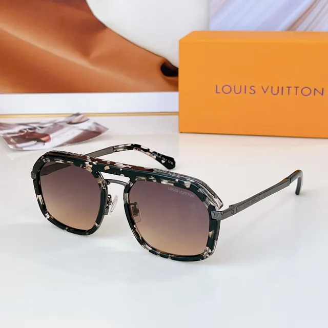 Louis Vuitton Óculos de Sol Estilo Escudo Azul Acetato e Metal Prateado 9