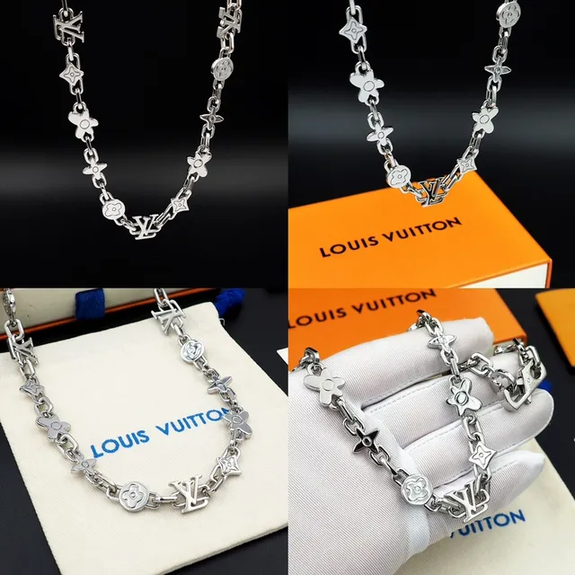 Louis Vuitton चांदी धातु लिंक श्रृंखला निर्माण हार 9
