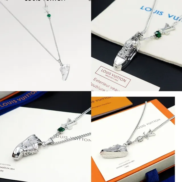 Louis Vuitton Prateado Vermelho Miniatura Sneaker Charms Detalhe Esmalte Colar 2