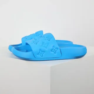 Louis Vuitton Slide 蓝色压花花卉拖鞋