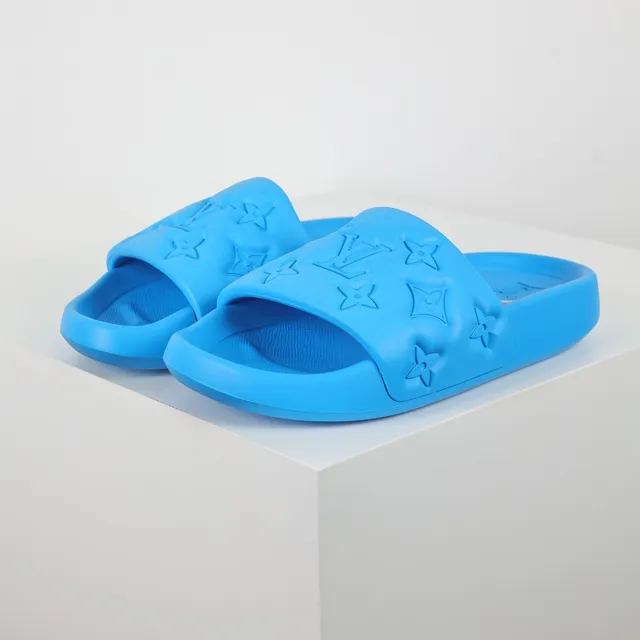 Louis Vuitton Slide النعال الزرقاء مطبوعة بزخرفة الزهور monogram 2