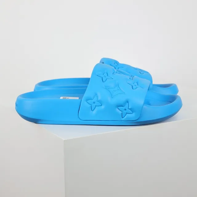 Louis Vuitton Slide النعال الزرقاء مطبوعة بزخرفة الزهور monogram 3