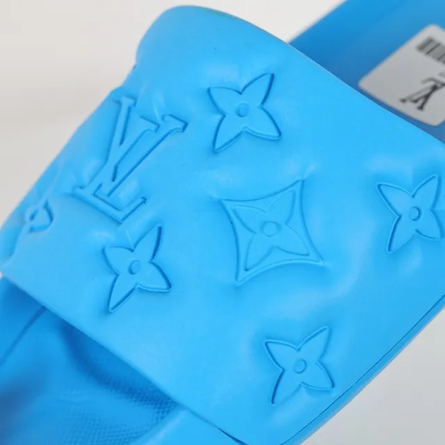 Louis Vuitton Slide النعال الزرقاء مطبوعة بزخرفة الزهور monogram 6