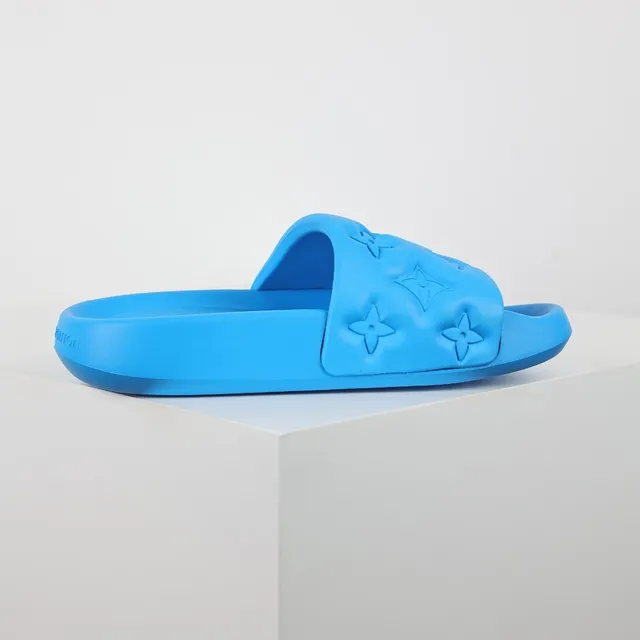 Louis Vuitton Slide النعال الزرقاء مطبوعة بزخرفة الزهور monogram 7