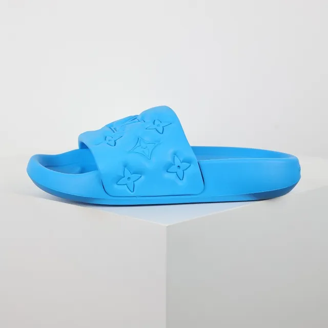 Louis Vuitton Slide النعال الزرقاء مطبوعة بزخرفة الزهور monogram 9