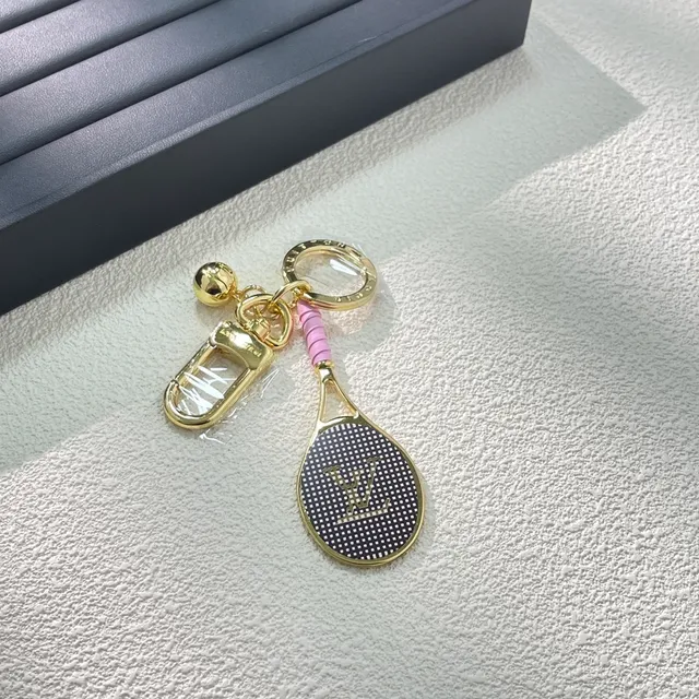 Louis Vuitton Tennis Racket Keychain Black Gold Monogrammed Bracelet 2