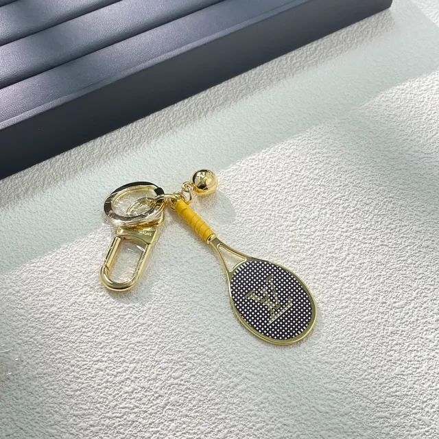 Louis Vuitton Tennis Racket Keychain Black Gold Monogrammed Bracelet 3