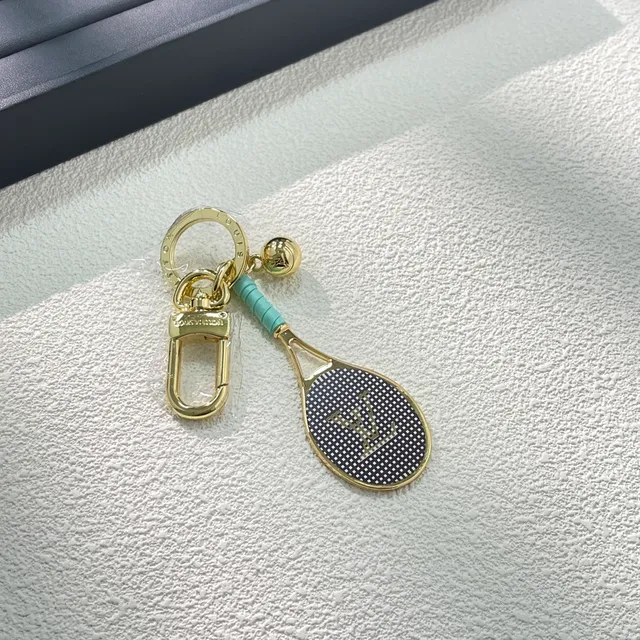 Louis Vuitton Tennis Racket Keychain Black Gold Monogrammed Bracelet 4