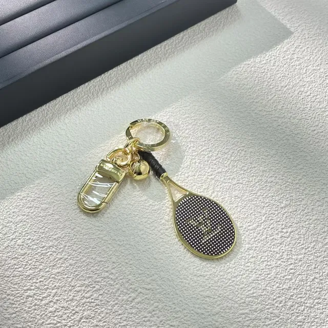 Louis Vuitton Tennis Racket Keychain Black Gold Monogrammed Bracelet 5