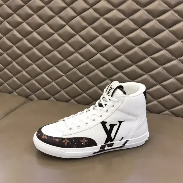 Louis Vuitton White Black हाई टॉप लेदर और मोनोग्राम कैनवास लाइफस्टाइल स्नीकर्स 5