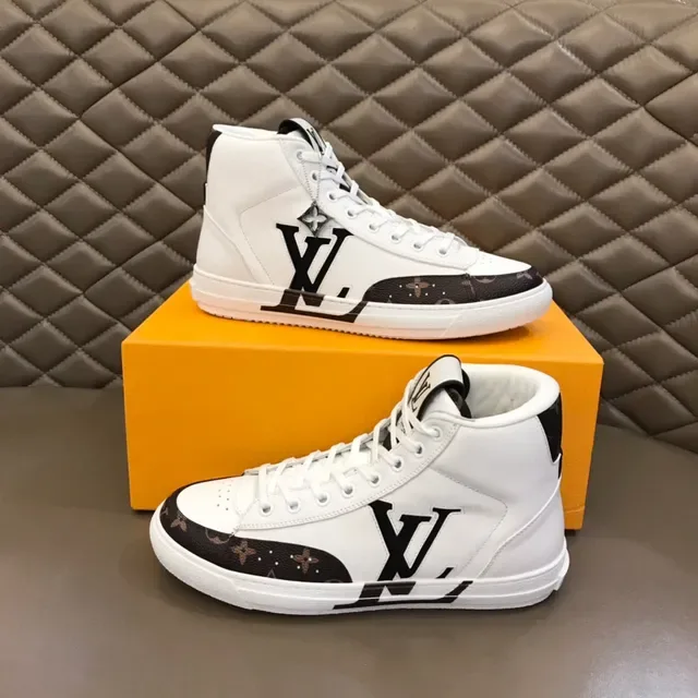 Louis Vuitton White Black हाई टॉप लेदर और मोनोग्राम कैनवास लाइफस्टाइल स्नीकर्स 7