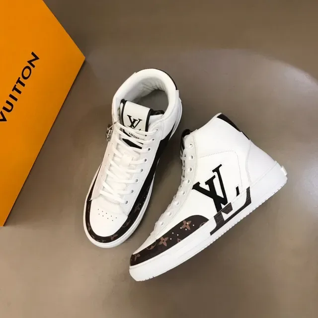 Louis Vuitton White Black हाई टॉप लेदर और मोनोग्राम कैनवास लाइफस्टाइल स्नीकर्स 9