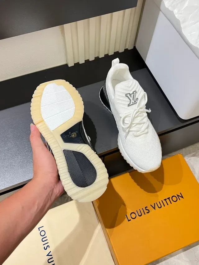 Louis Vuitton White Black Knit Upper Monogram Logo Lifestyle Sneakers 4