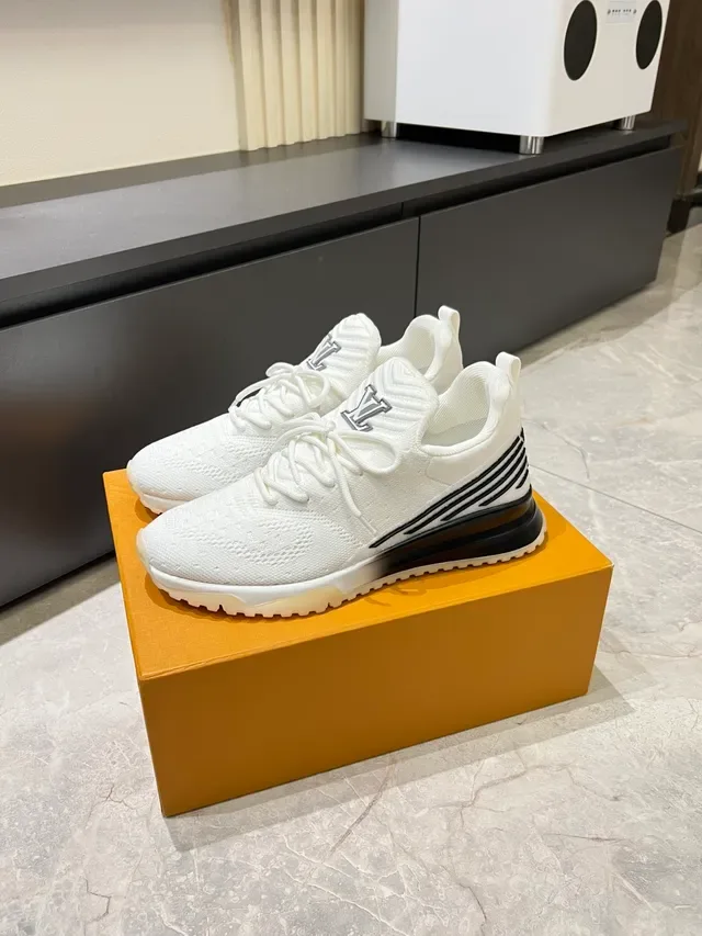 Louis Vuitton White Black Knit Upper Monogram Logo Lifestyle Sneakers 5