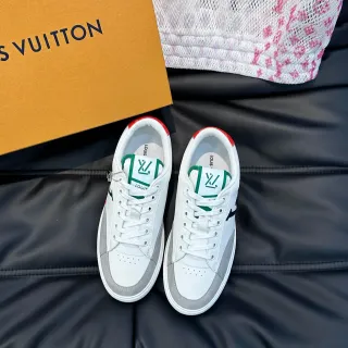 Louis Vuitton Sneakers Blancos y Grises Low-Top Híbridos Cuero-Suede Lifestyle