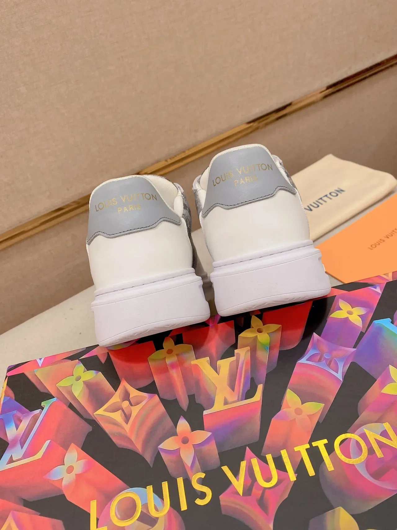 Louis Vuitton White Gray Monogram Textile Panel Leather Toe Cap Lifestyle Sneakers 8