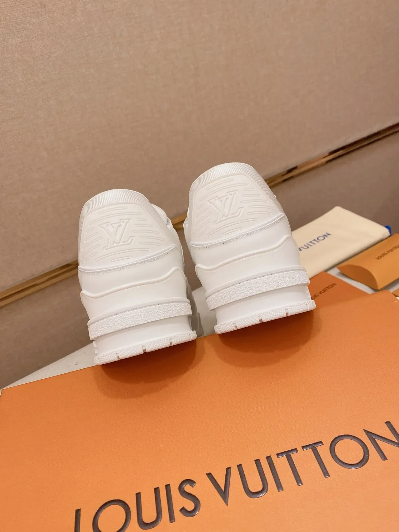 Louis Vuitton White Monogram-Embossed Leather Dual Strap Overlay Lifestyle Sneakers 3