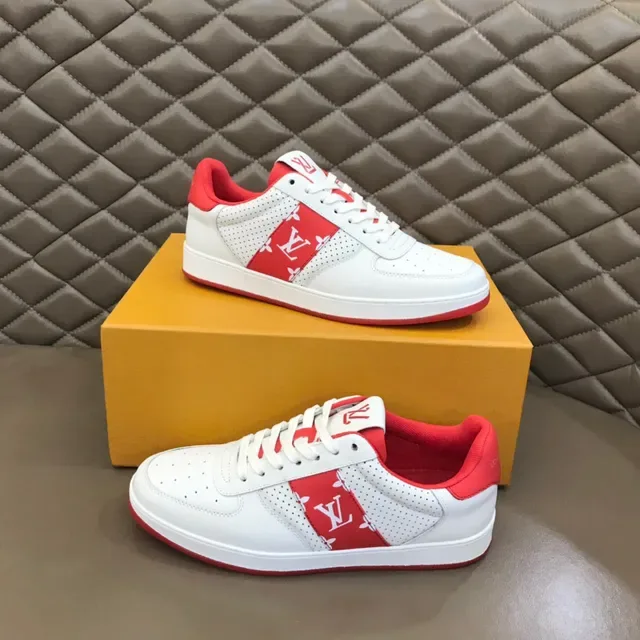Louis Vuitton White Red Perforated Leather Monogram Stripe Lifestyle Sneakers 8