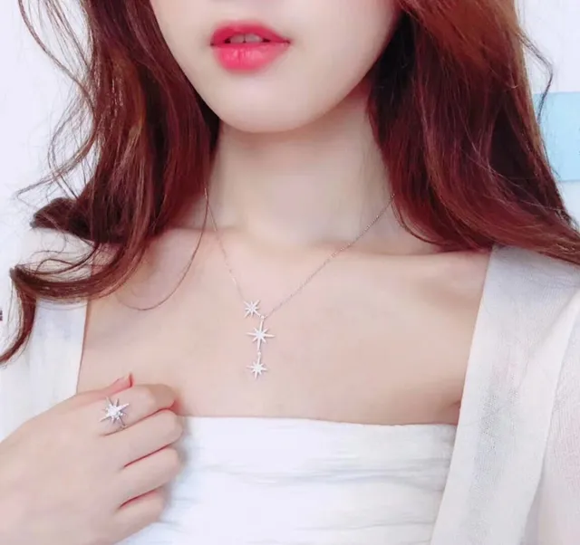مايكل كورس فضي أسود ستاربيرست قلادة بافيه سيت أحجار 6