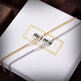 Miu Miu 水晶字母图案金银链项链