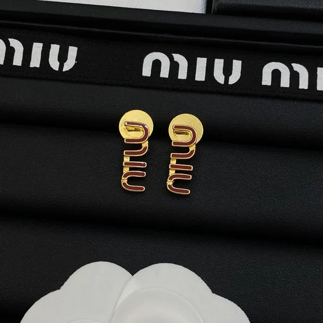 Miu Miu 金蓝色标志图案珐琅点缀耳环 2
