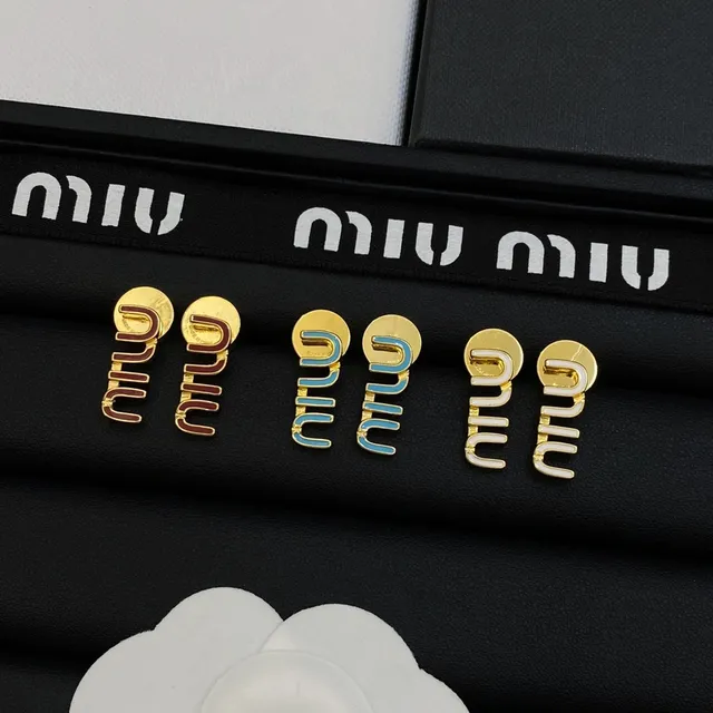 Miu Miu 金蓝色标志图案珐琅点缀耳环 9
