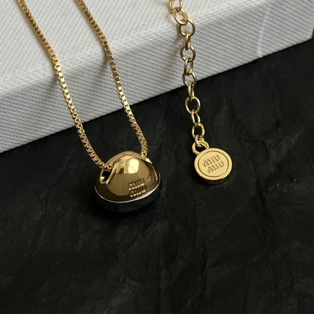Miu Miu Gold-Tone Hemispherical Pendant Necklace 3