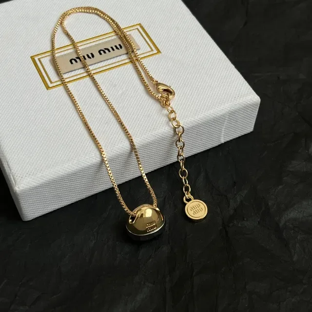 Miu Miu Gold-Tone Hemispherical Pendant Necklace 5